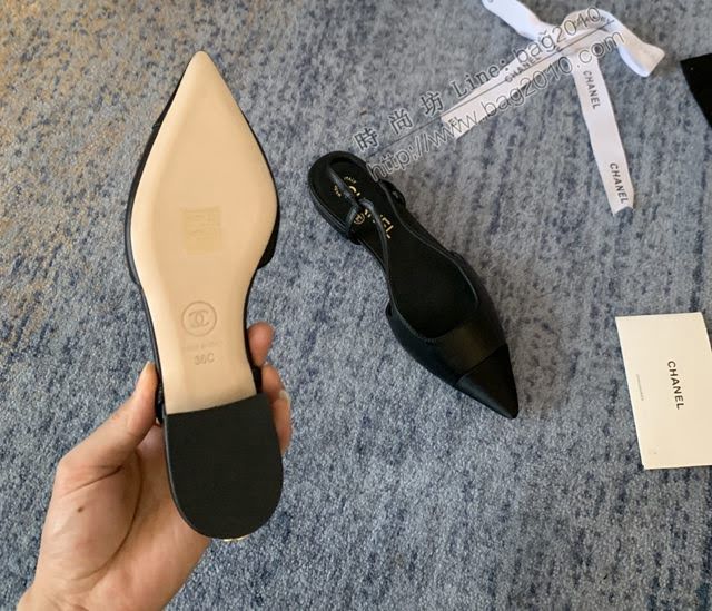Chanel女鞋 香奈兒2020Cruise新款 小香單鞋 Chanel羊皮後空涼鞋  naq1124